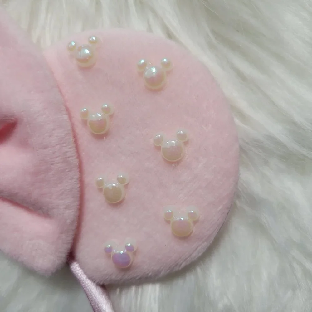 Minnie Mouse Pink Plush Faux Pearl Ears